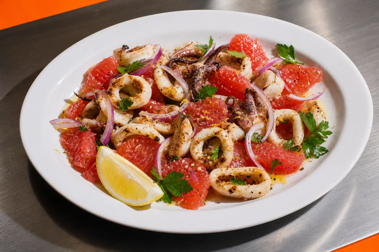 Salade de calamars au pamplemousse
