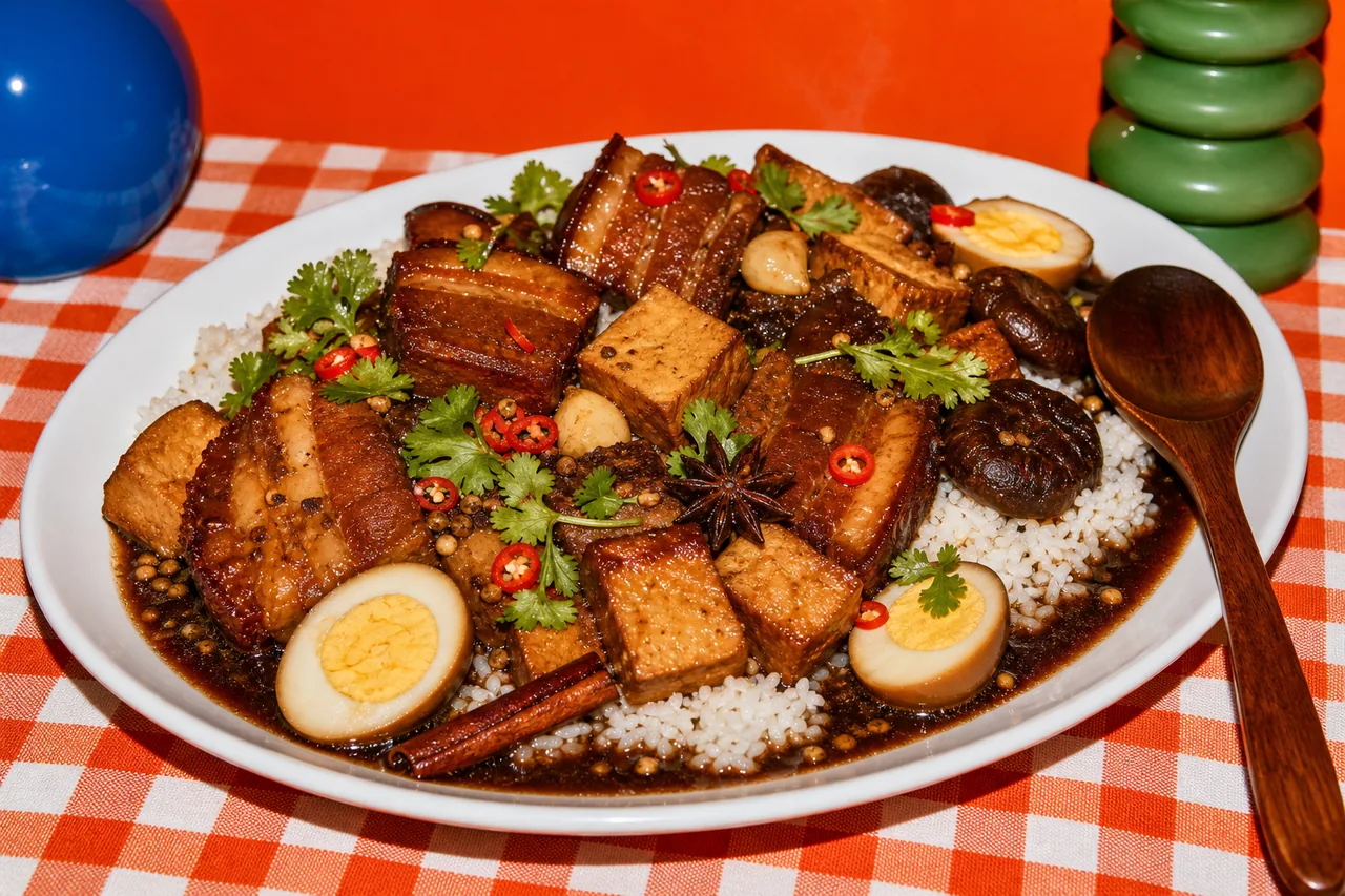Thai Moo Palo (porc braisé au soja, œufs et tofu)