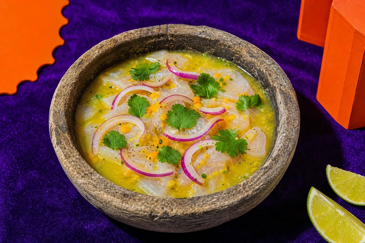 Tiradito de barbue à l'oignon rouge