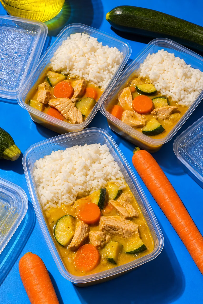 Curry japonais léger à la dinde, légumes fondants et riz