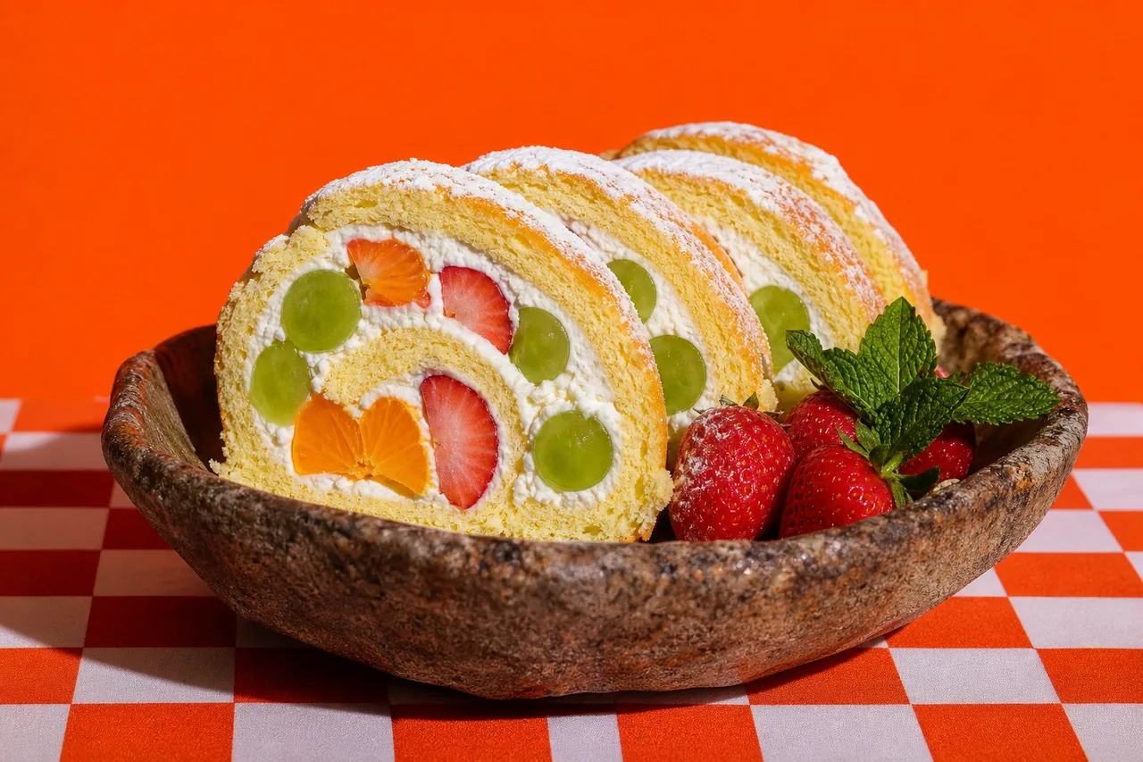 Gâteau roulé aux fruits japonais