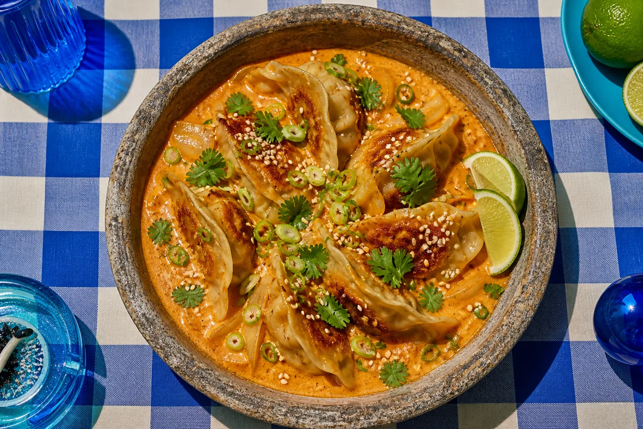 Dumpling bake de gyozas gratinés au curry coco