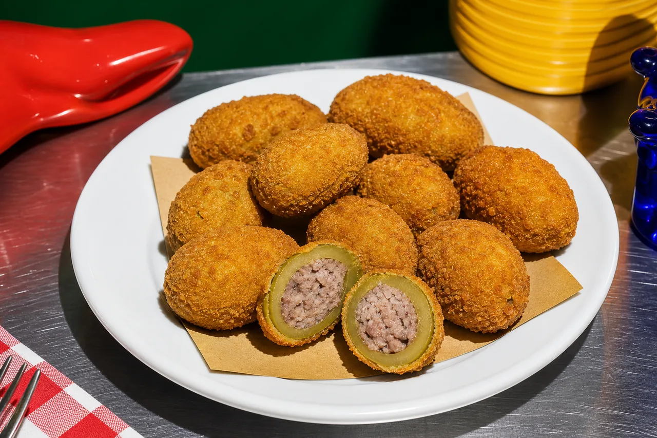 Olive all'ascolana farcies frites