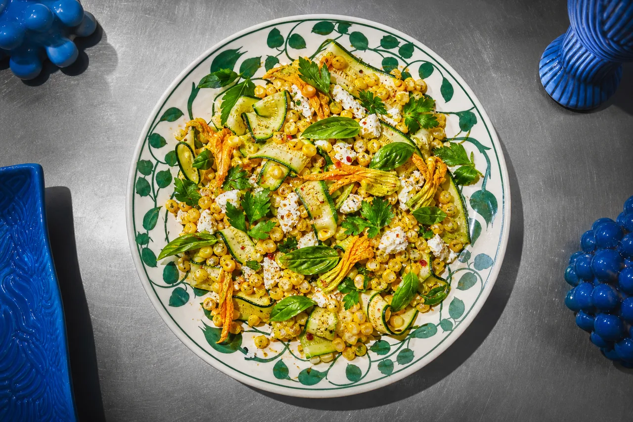 Salade de maïs et courgettes à la feta