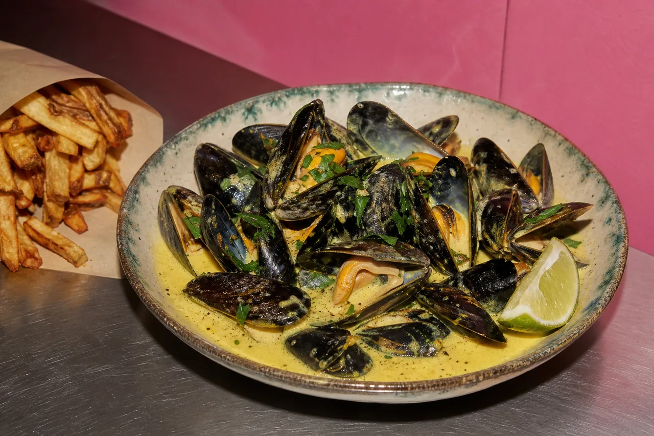 Moules au curry de coco