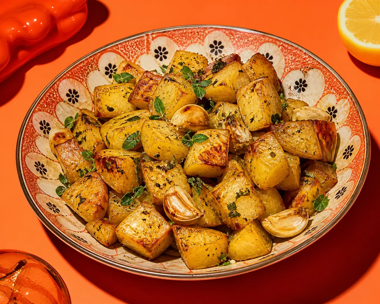 Pommes de terre grecques au citron et à l'ail (Patates Riganates)