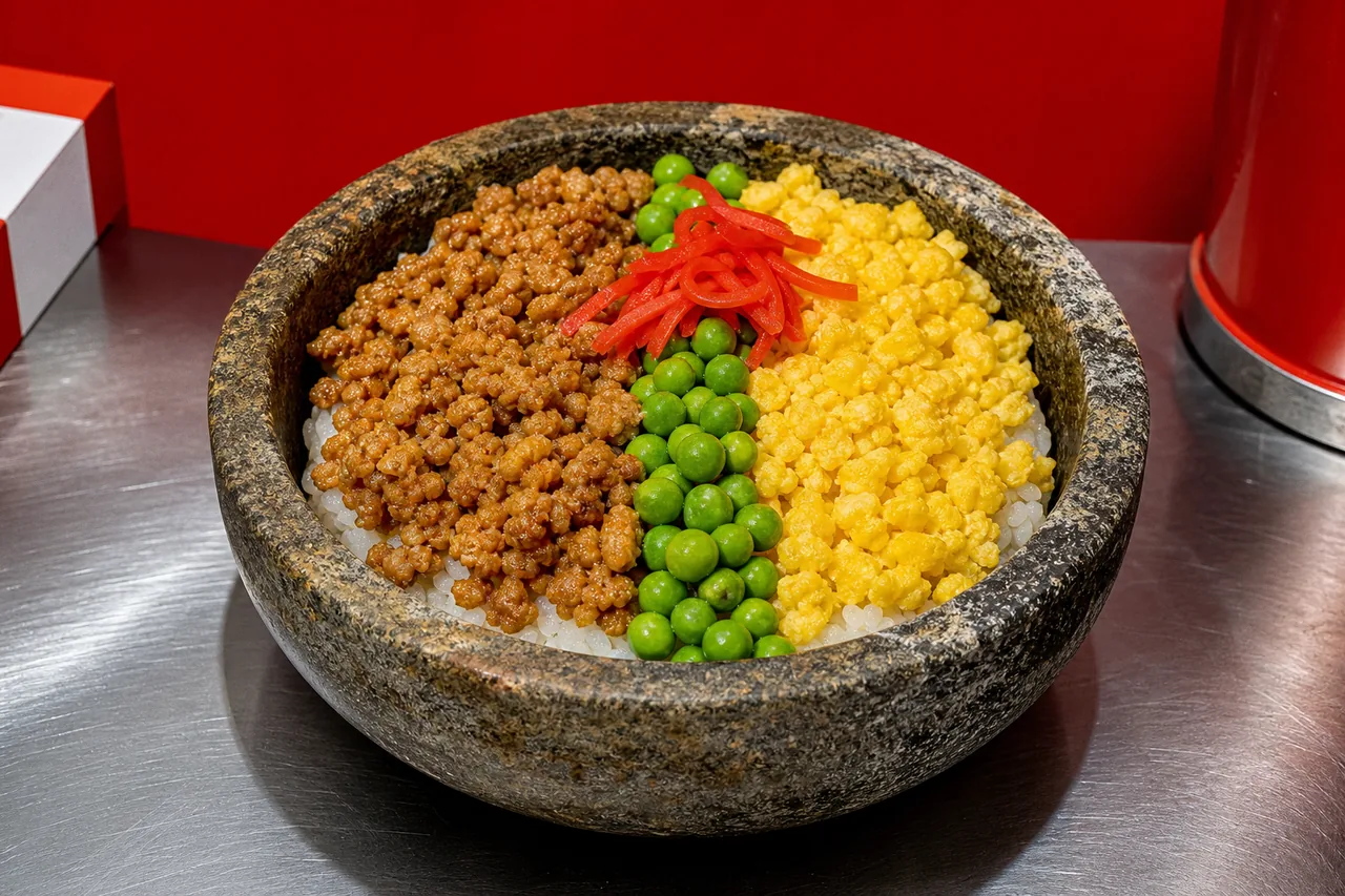 Soboro bento (bol de riz œuf et poulet émietté)