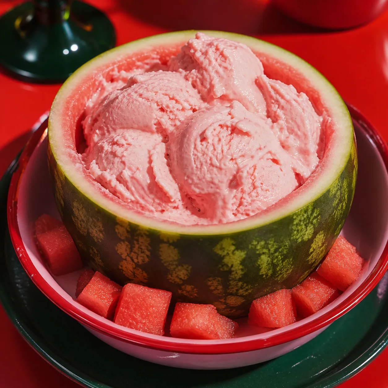 Glace minute de pastèque à la crème sans sorbetière