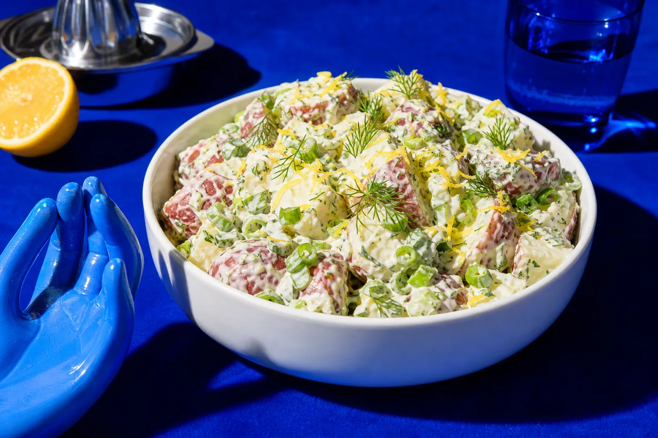 Salade de pommes de terre crémeuse au citron et aux herbes fraîches