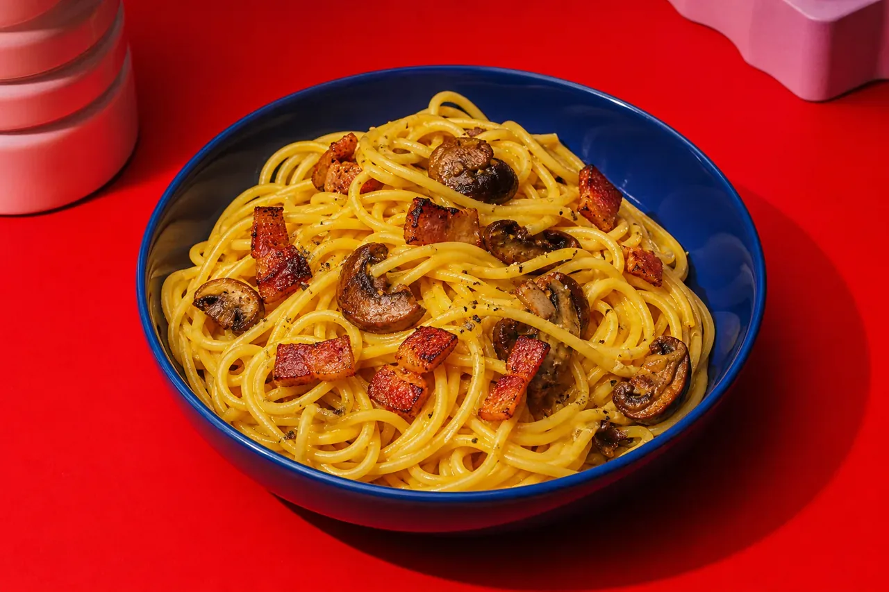 Carbonara aux champignons rôtis