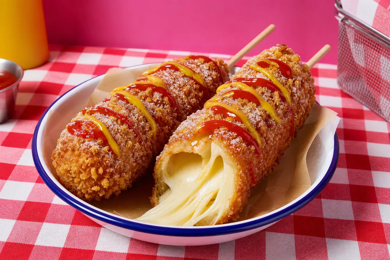 Corn dog coréen à la mozzarella