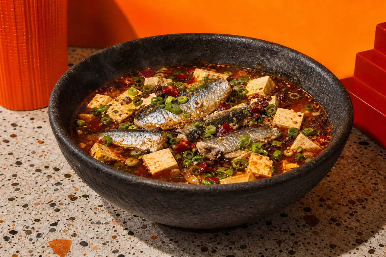 Sardines et tofu au bouillon piquant du Sichuan