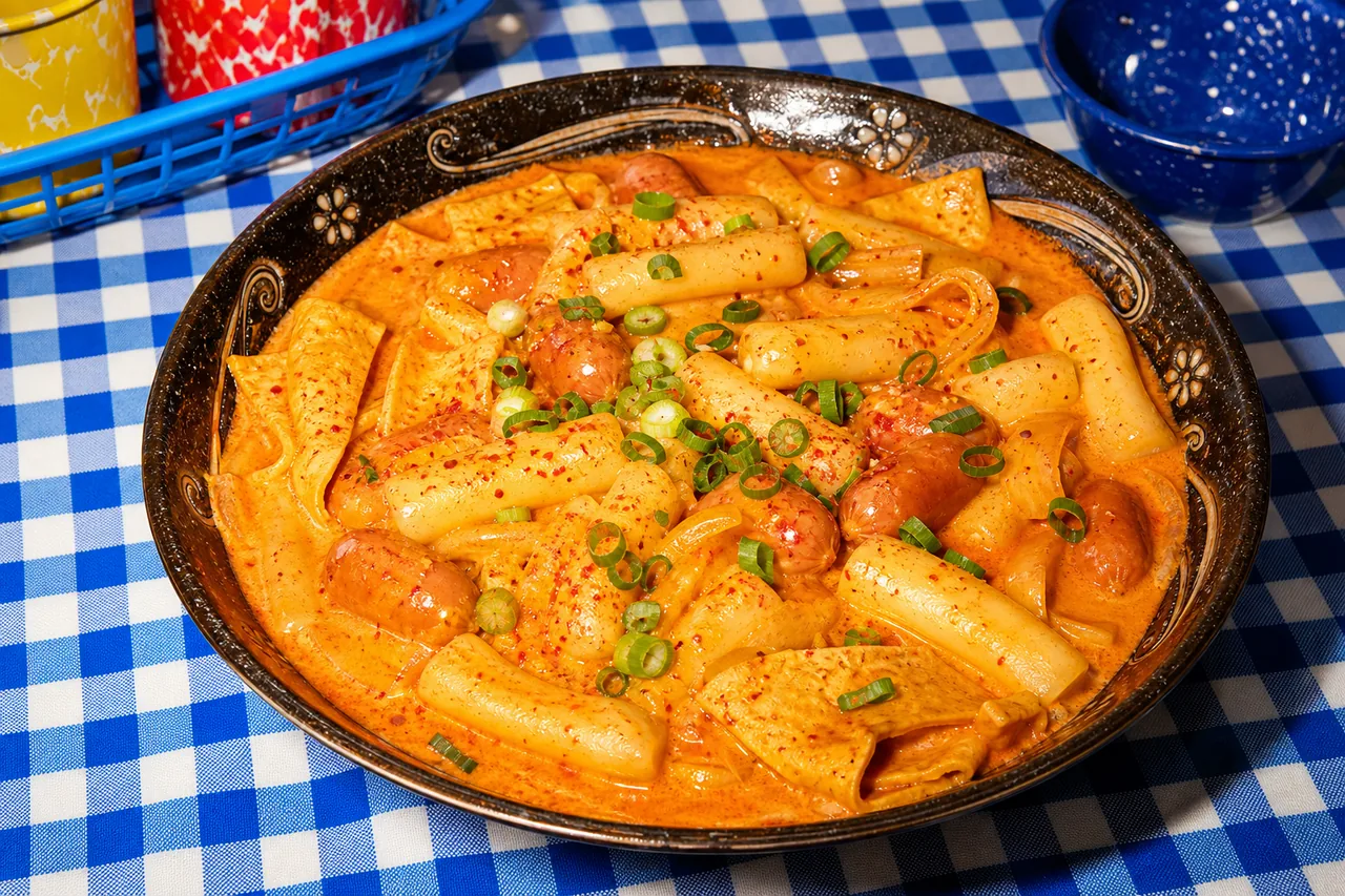 Rose tteokbokki crémeux coréen