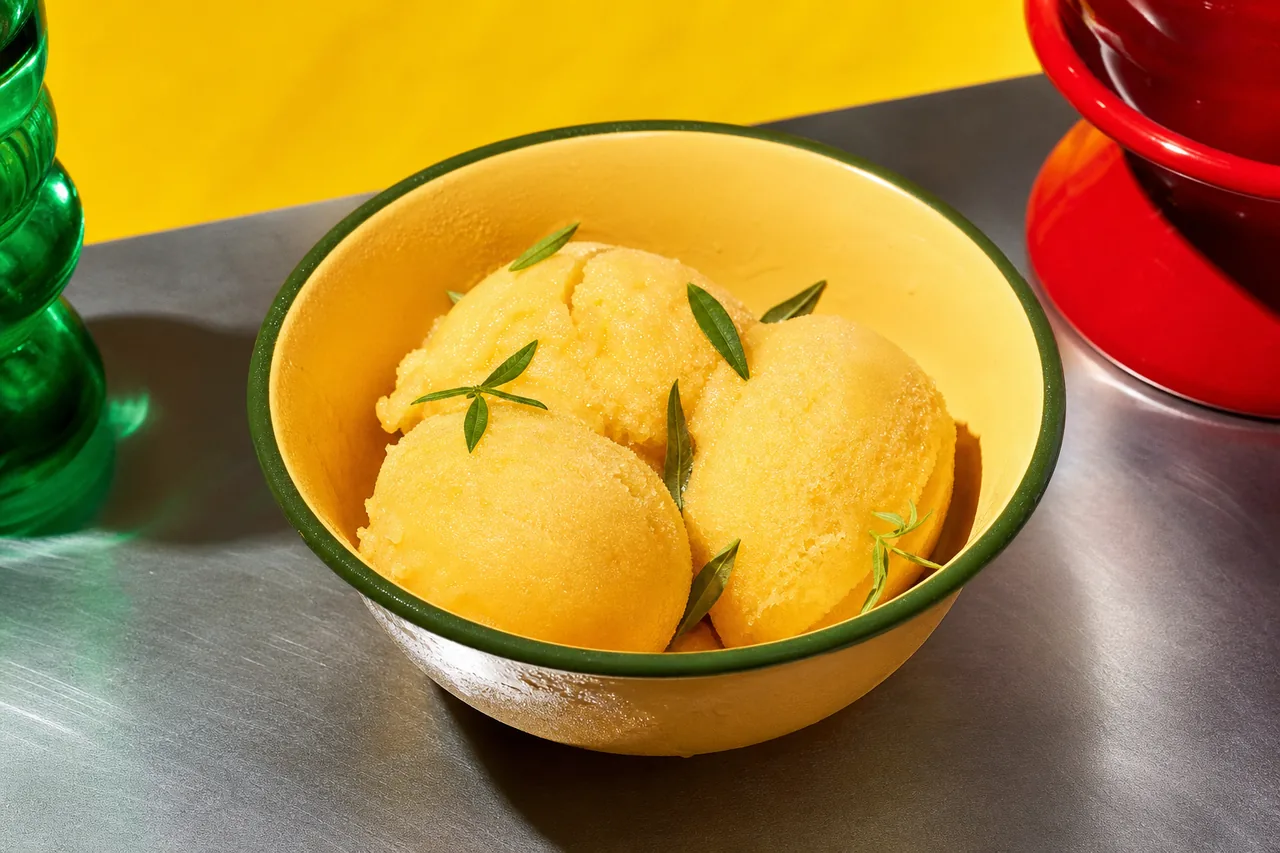 Sorbet pêche-verveine au Creami