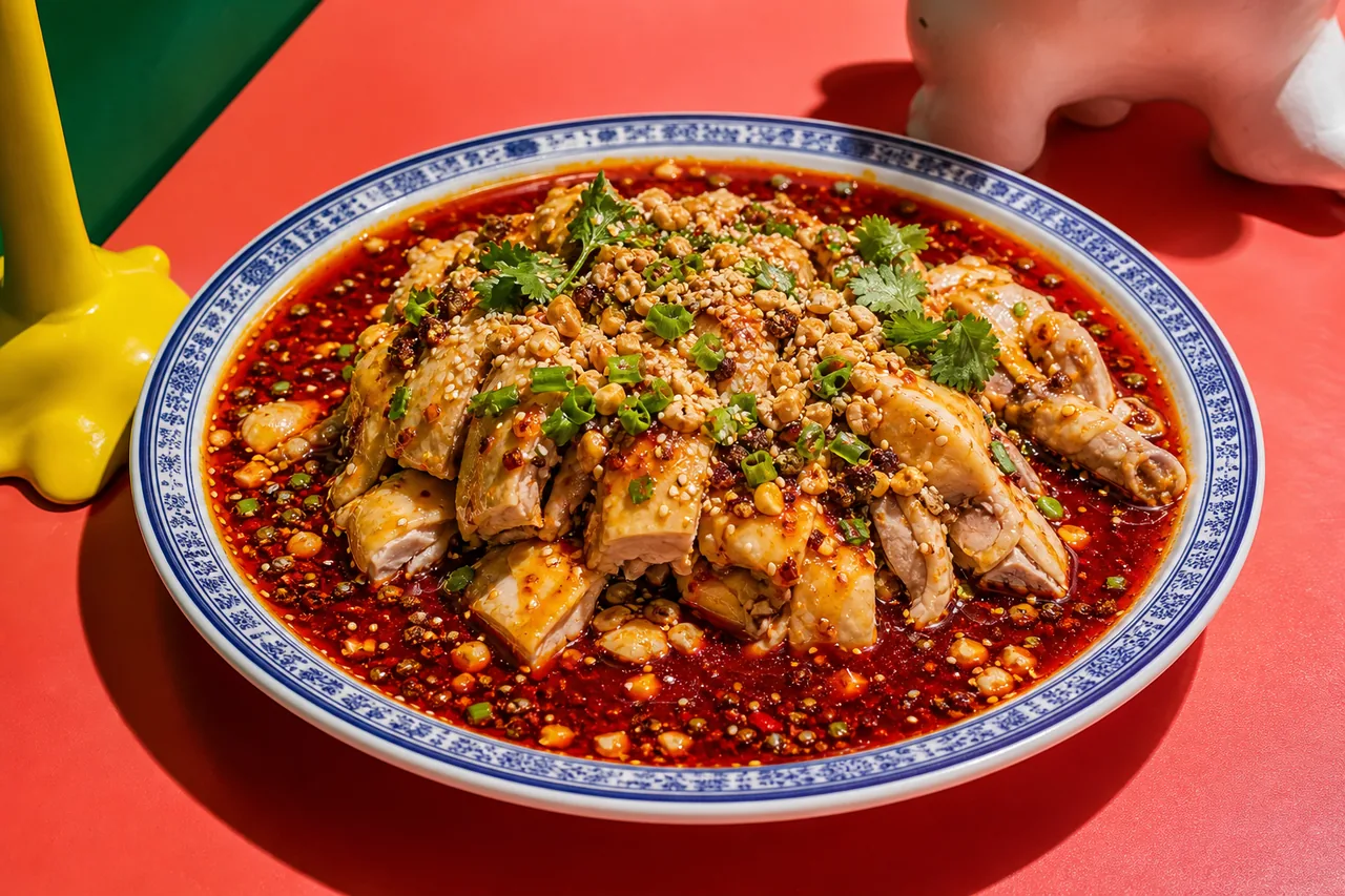 Kou shui ji traditionnel — poulet froid du Sichuan à l’huile rouge