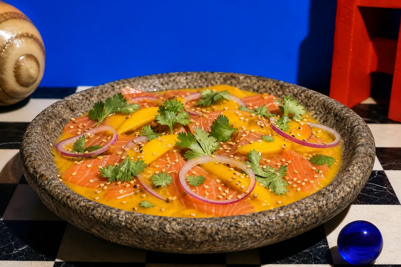 Tiradito de saumon à la mangue