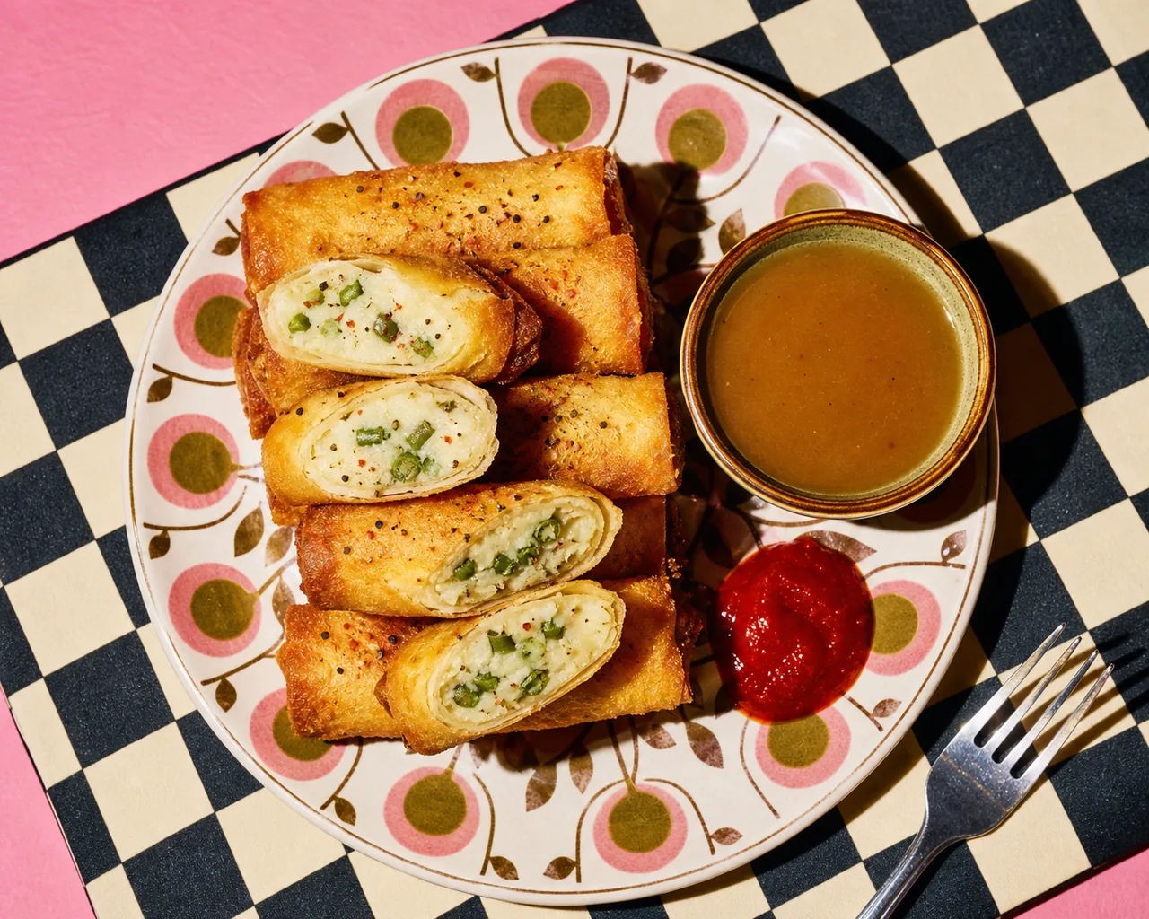 Rouleaux de printemps à la purée de pommes de terre