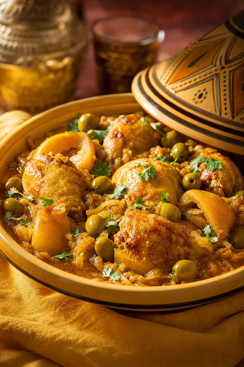 Tajine poulet citron confit et olives