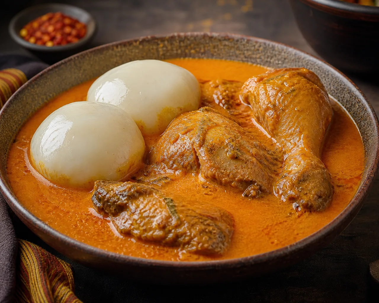 Fufu et groundnut soup ghanéenne