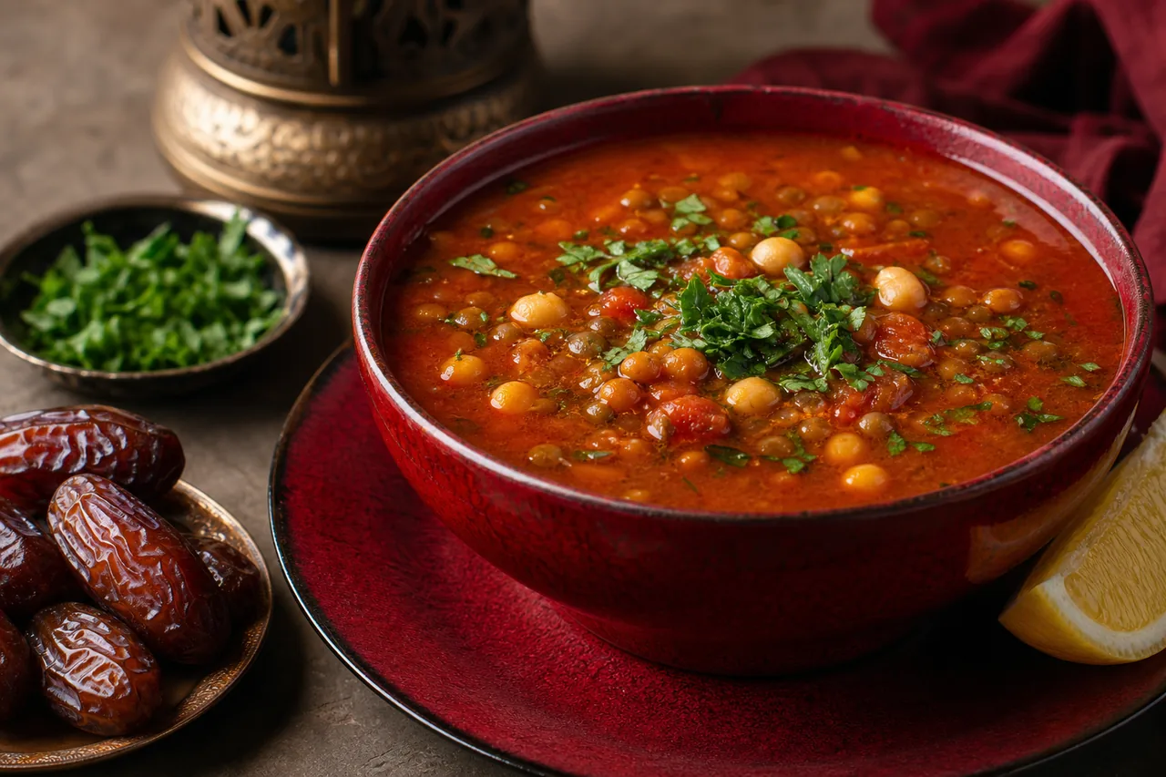 Harira marocaine pois chiches, lentilles et tomate
