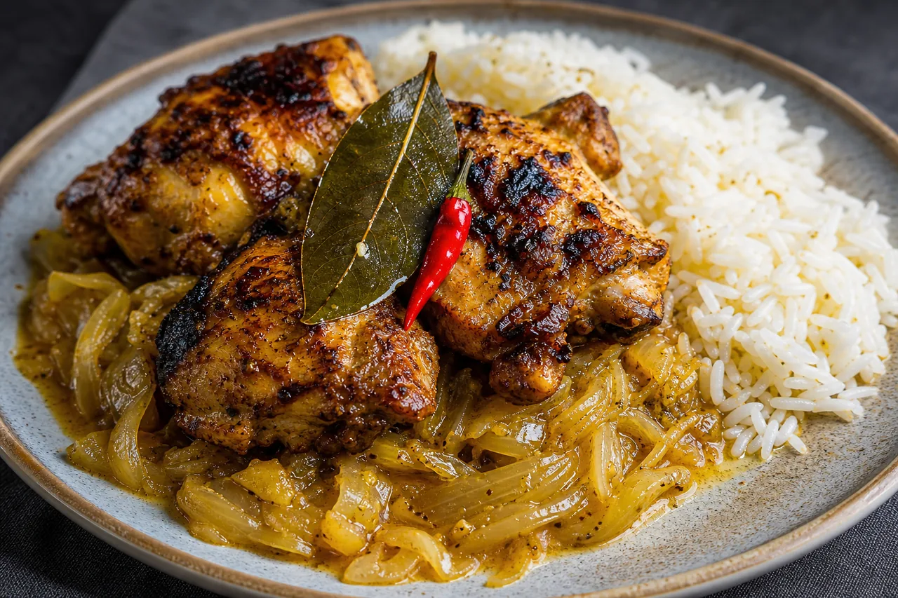 Poulet yassa sénégalais aux oignons confits et citron