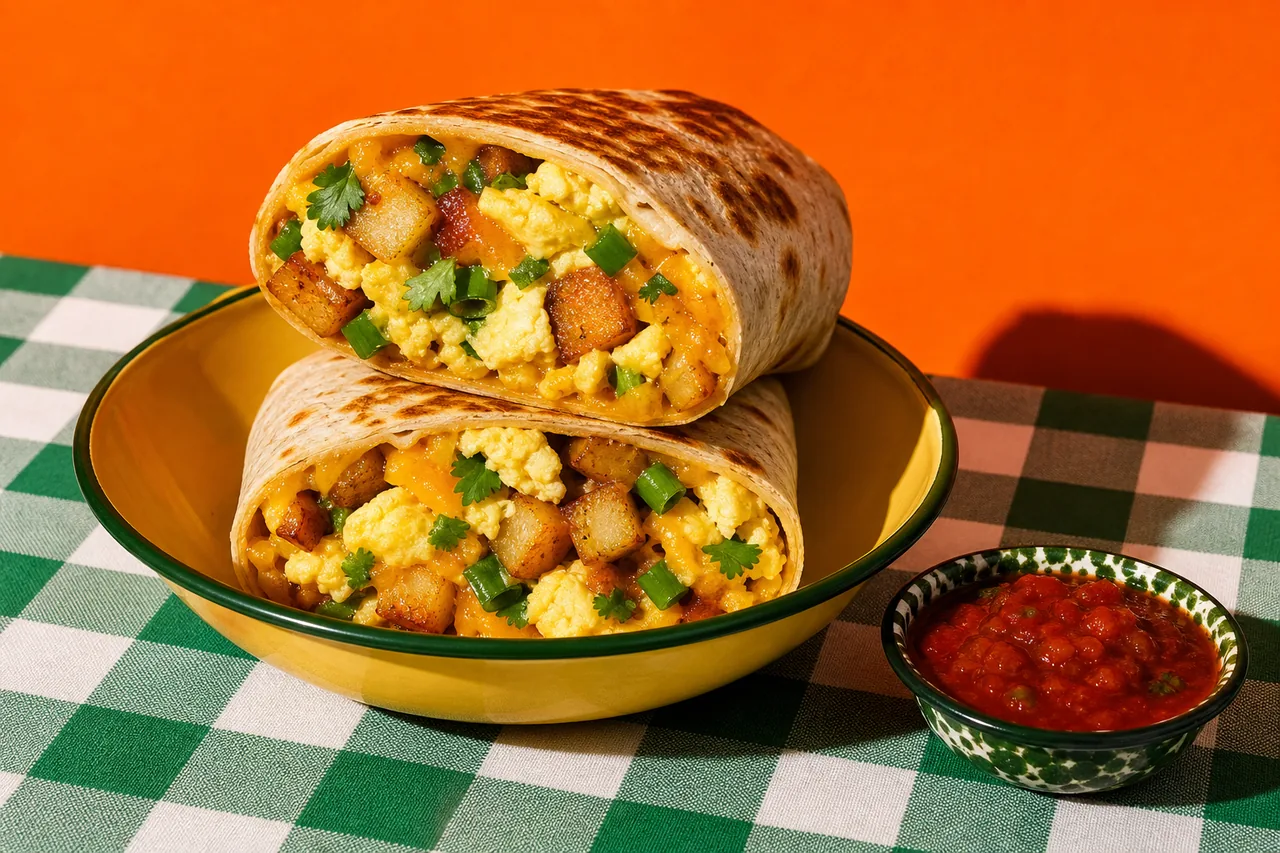 Breakfast burrito œufs brouillés et pommes de terre
