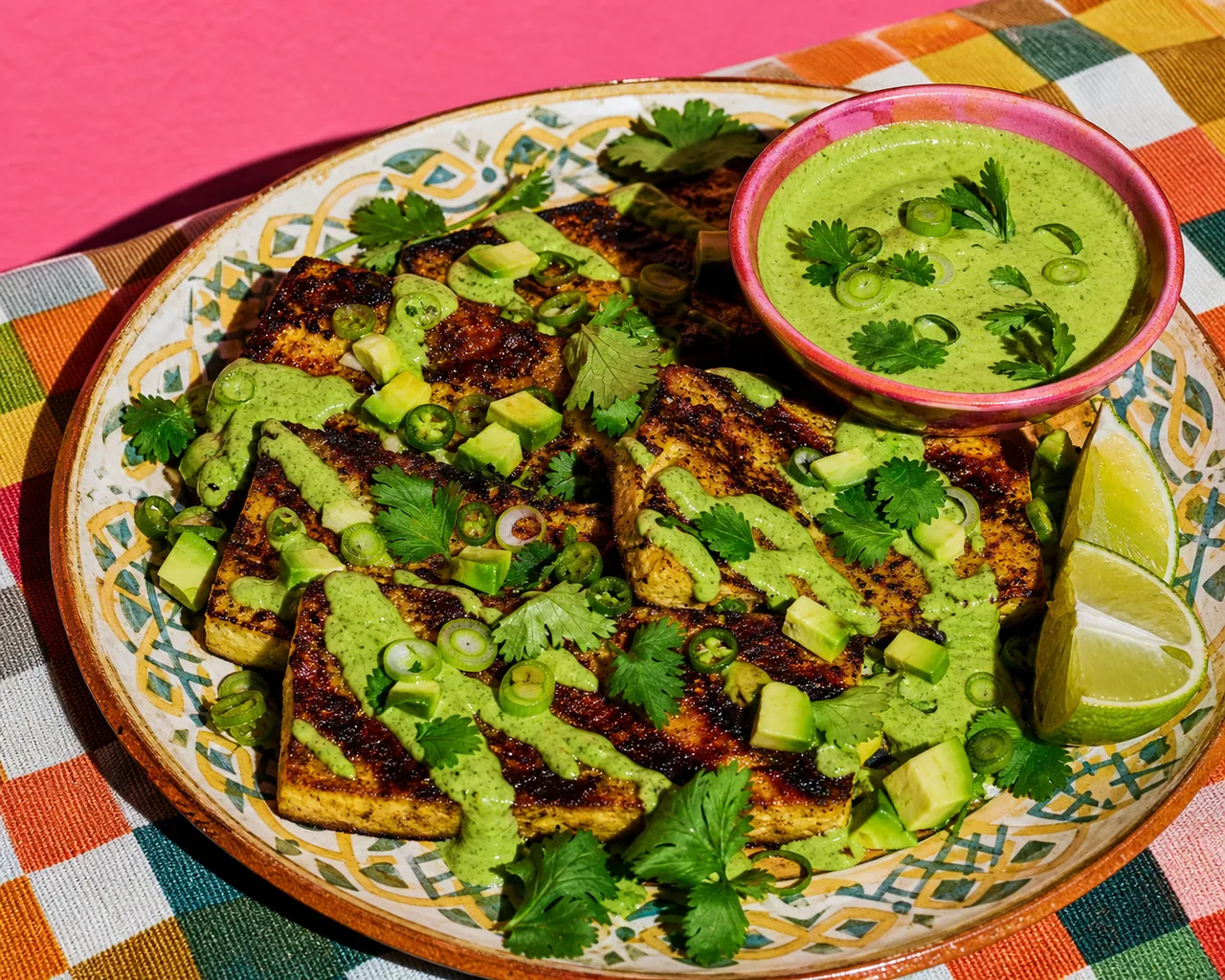 Tofu péruvien à la sauce crémeuse à la coriandre