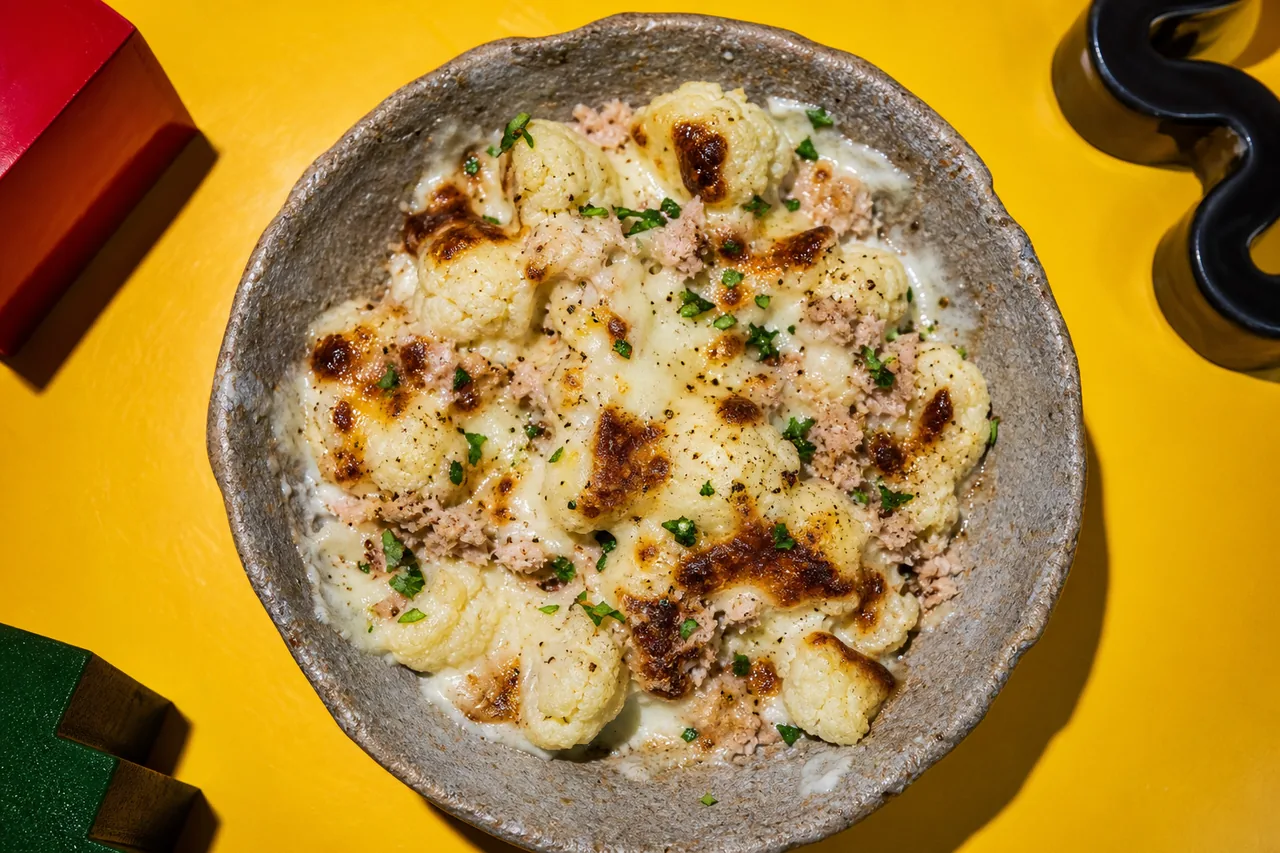 Gratin de chou-fleur au thon et cancoillotte