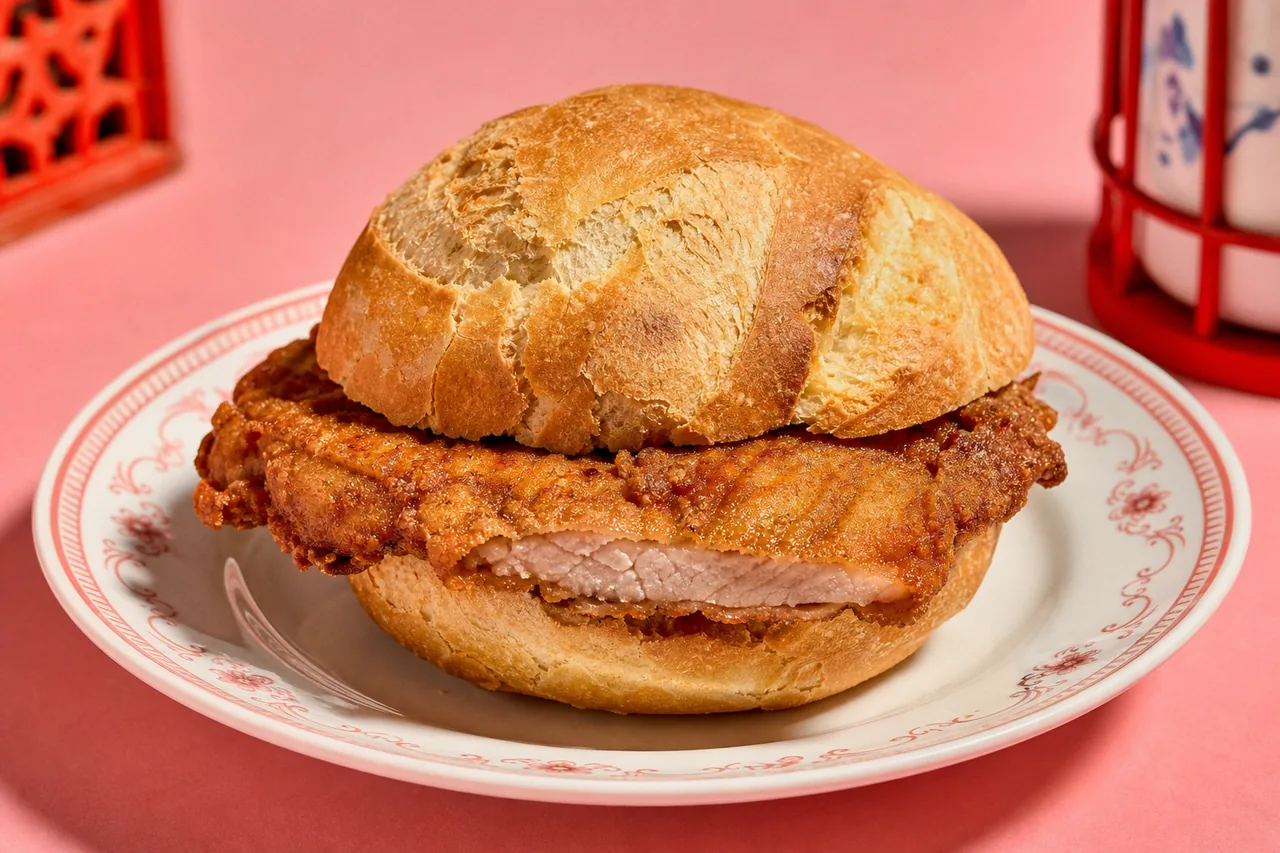 Pork chop bun macanais (sandwich au porc de Macao)