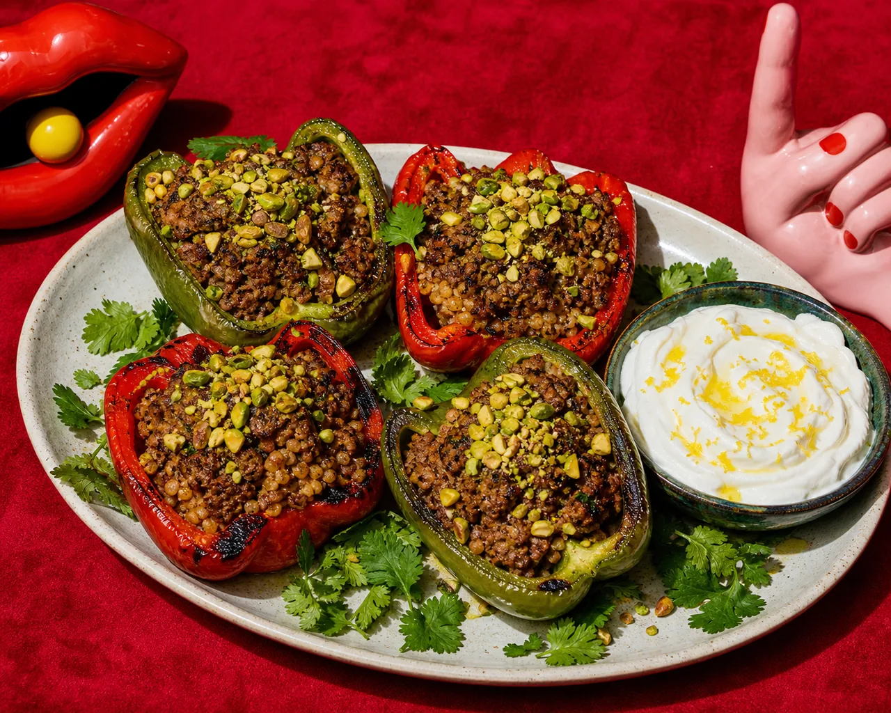 Poivrons farcis aux koftas grillés