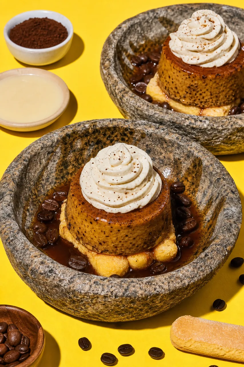 Flan au Café Vietnamien avec Base Ladyfinger et Chantilly au Coffee Liqueur