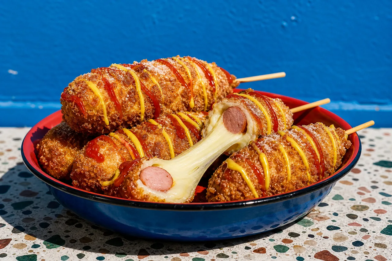 Corn dog coréen au papier de riz