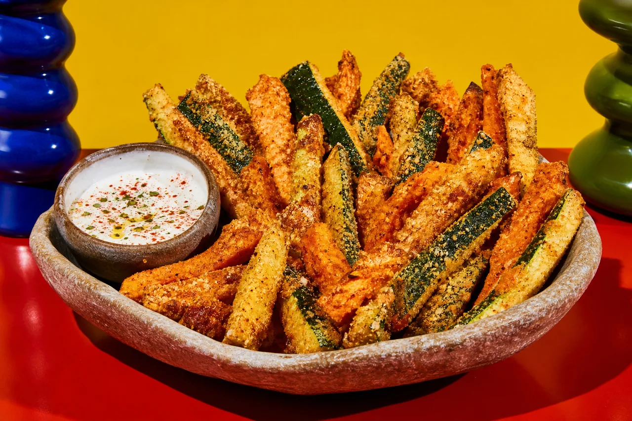 Frites de courgette et patate douce au four