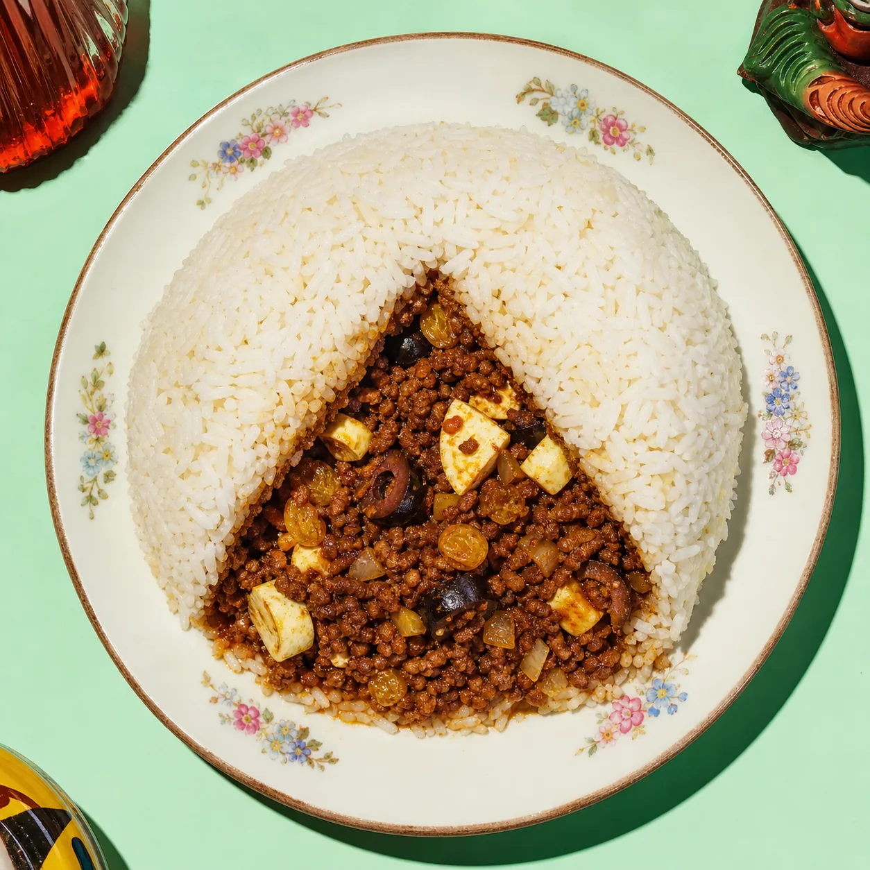 Arroz tapado (riz étagé péruvien au bœuf)