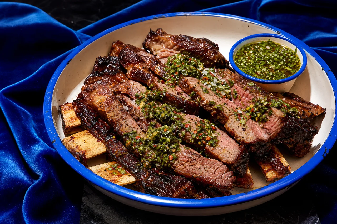 Asado argentin (côtes de bœuf grillées longuement)