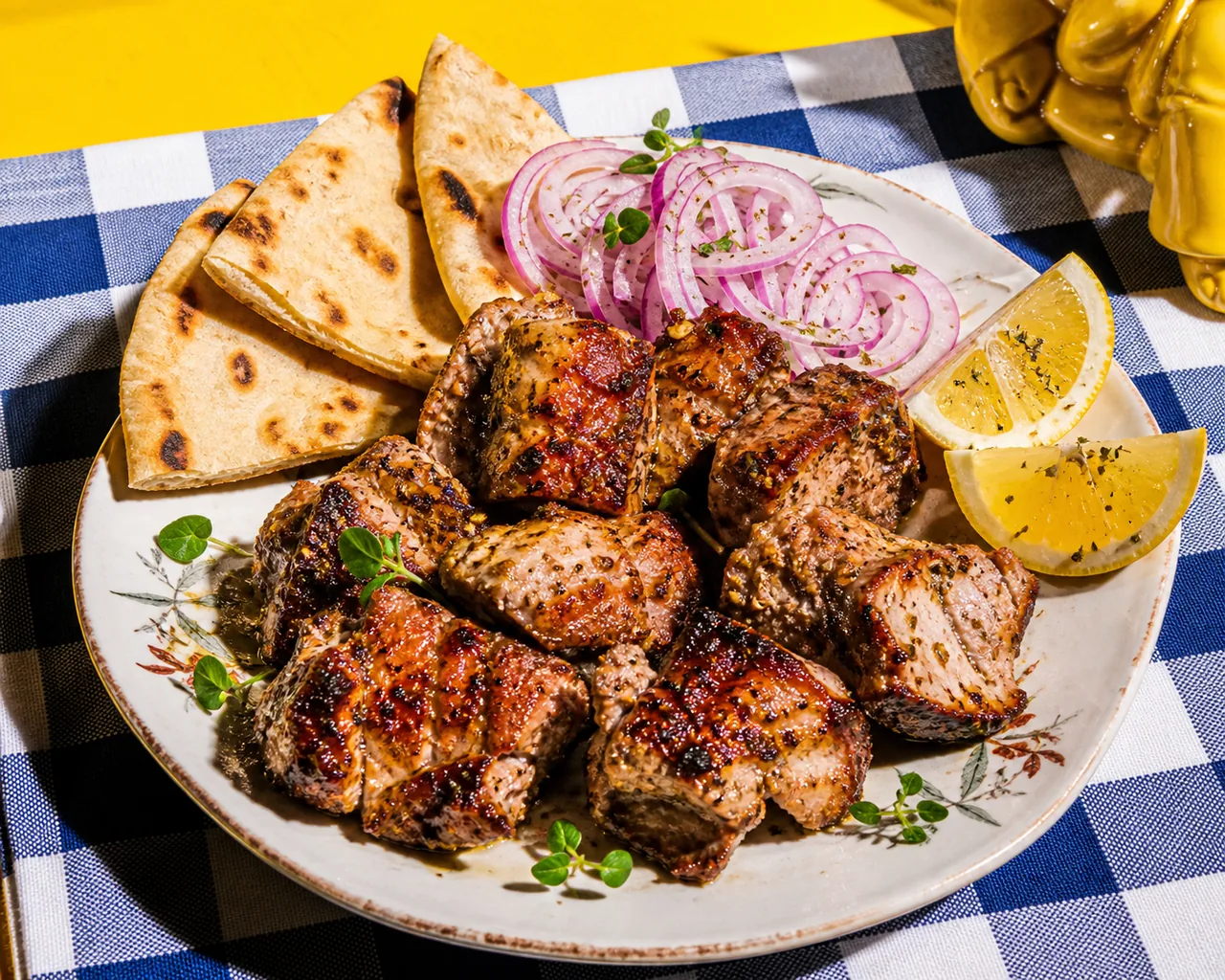 Kontosouvli (grosse broche de porc grecque aux herbes)