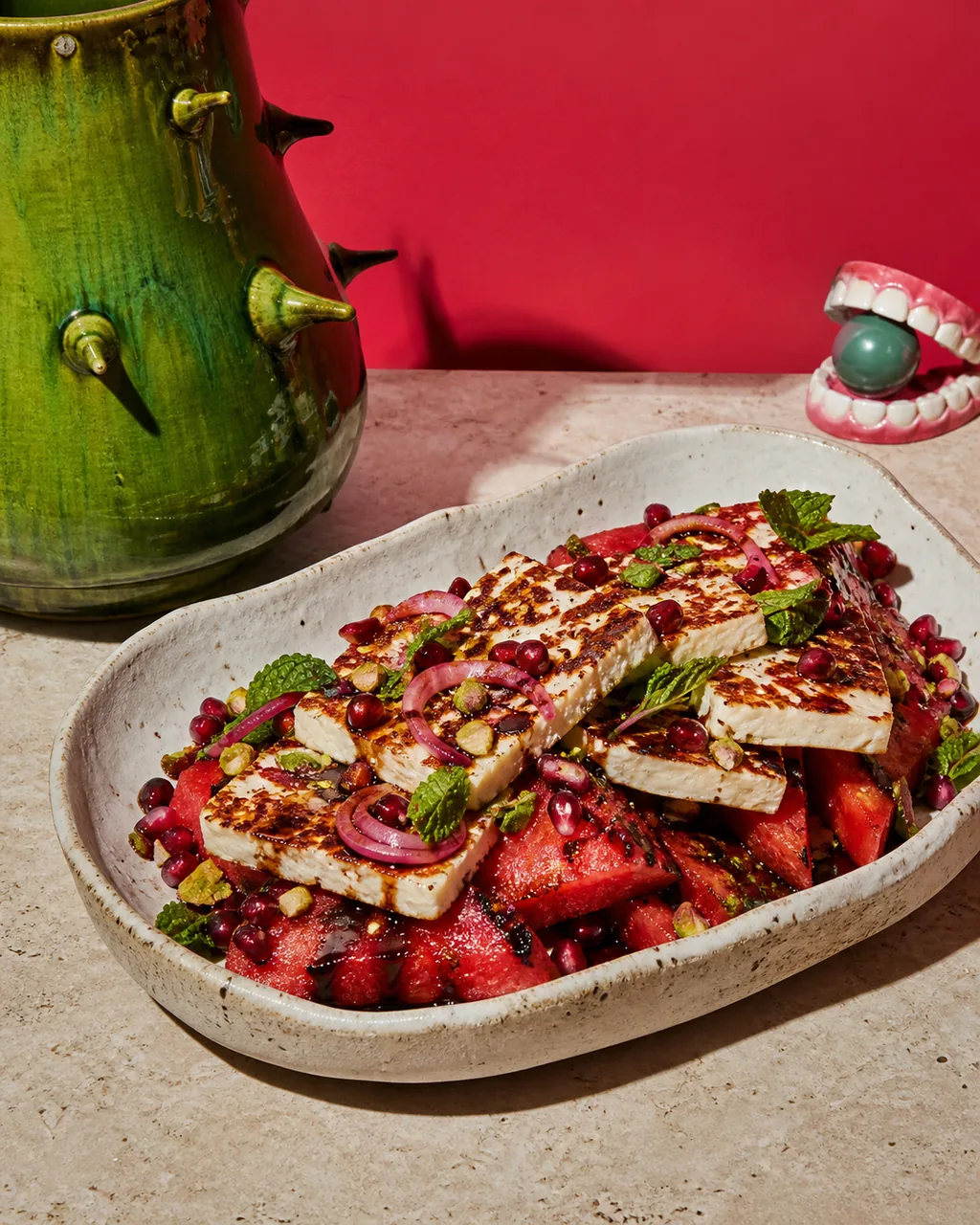 Halloumi grillé, pastèque et za'atar