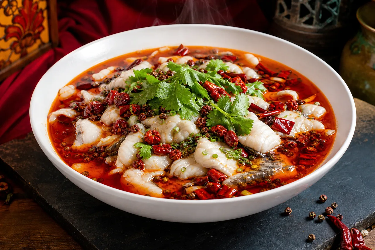 Poisson bouilli à la sauce pimentée (shuizhu yu)
