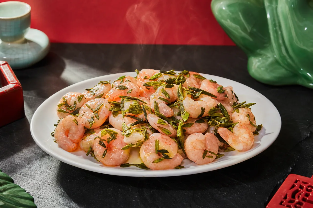 Crevettes au thé longjing