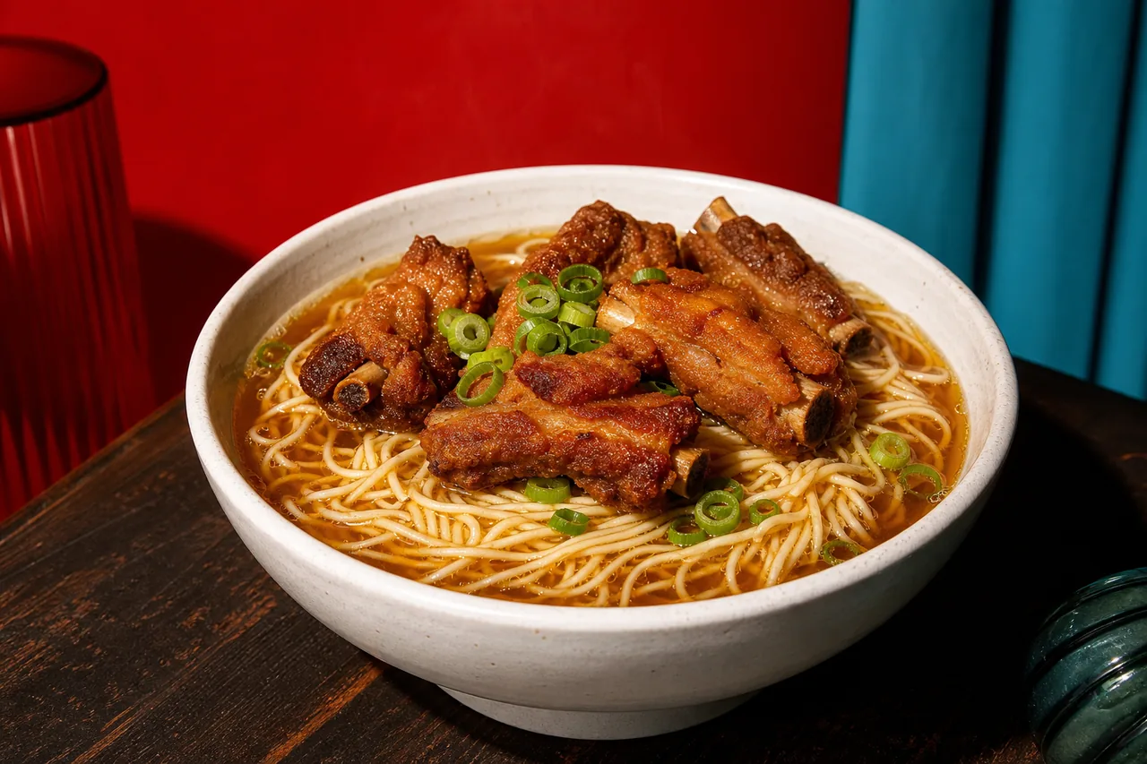 Soupe de nouilles au porc frit (pai gu mian)
