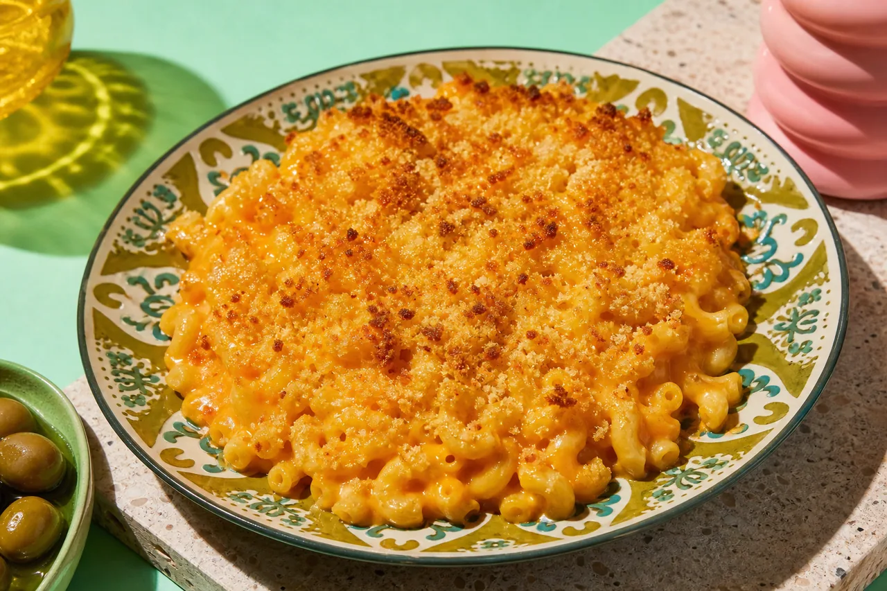 Mac and cheese au four, croûte cheddar