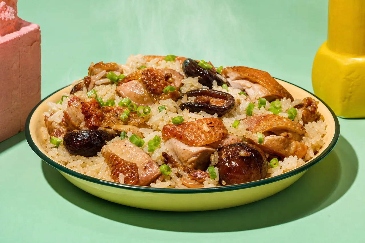 Riz au poulet et champignons shiitake
