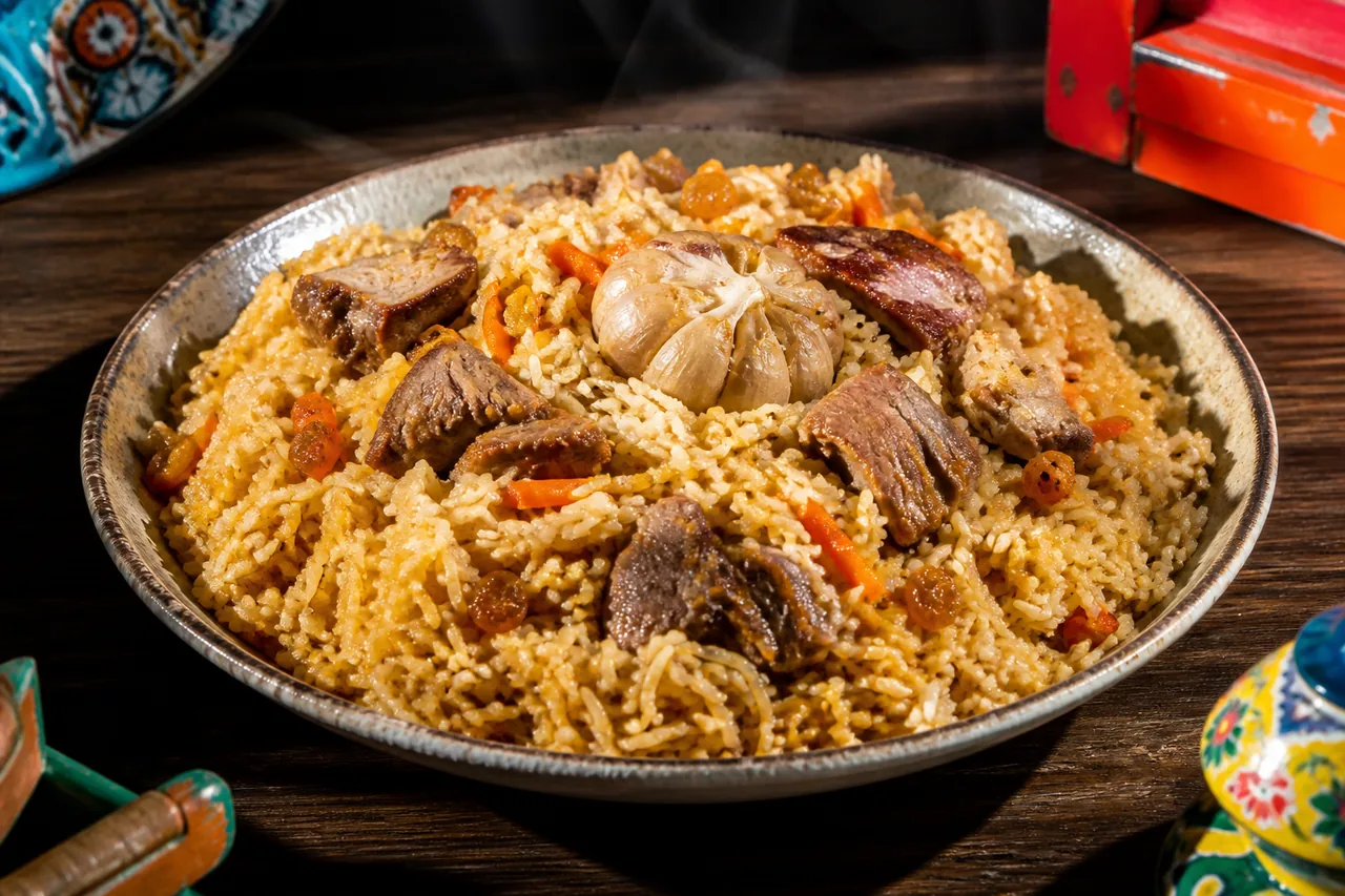 Riz sauté à l'agneau et raisins secs